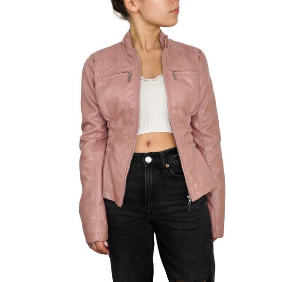 Urban Outfitters New Look Y2k Pink Leather Jacket Small - Picture 2 of 9